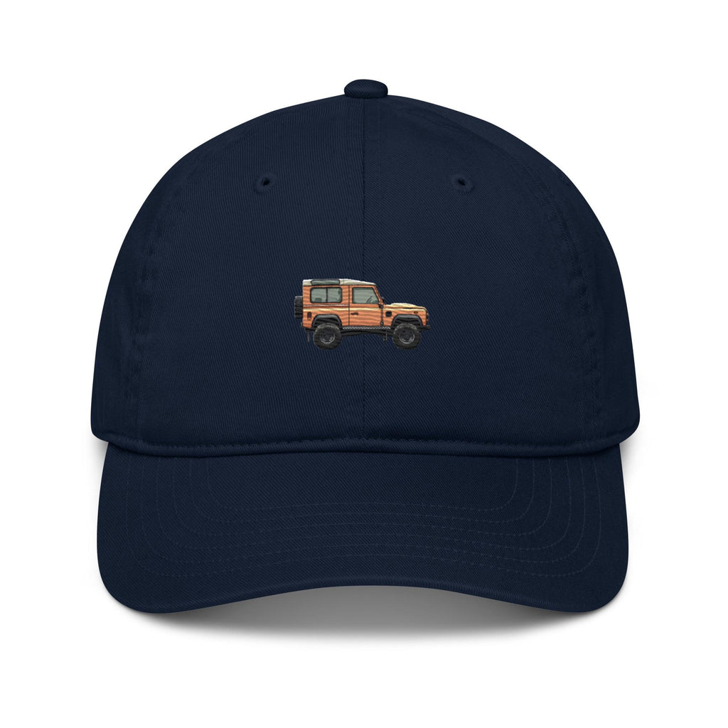 Embroidered Land Rover Defender Cap: Peach Pixel Art, Organic Cotton